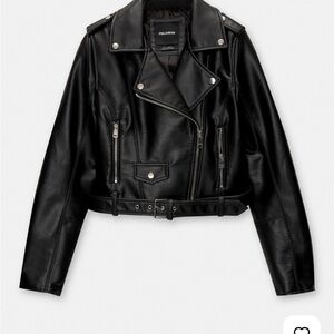 Pull&Bear Women's Sleek Black Leather Jacket